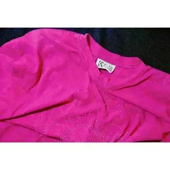 KAVIO! DESIGNS Woman PINK TUNIC Top SUNBURST Beaded Accent front STRETCH size 2x - Picture 5 of 5